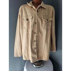 Men's New Unbranded Button Down Shirt Long Sleeve Collared Beige Size 2X Large